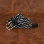 Handwoven Elastic Braided Belt With Leather Ends Adjustable Casual Wear Accessory