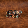 Ethnic Patterned Leather Buckle Strap Handmade Adjustable Designer Waist Accessory
