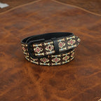 Unisex Geometric Patterned Canvas Leather Belt With Metal Buckle For Casual Everyday Wear