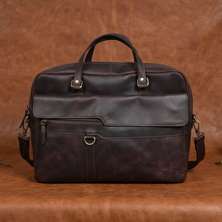 Unisex Premium Leather Laptop & Office Briefcase – Spacious Work & Travel Bag