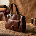 Classic Structured Handbag with Front Buckle Pocket & Top Handles