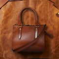 Premium Genuine Leather Structured Handbag with Multi-Compartment Zip Closure