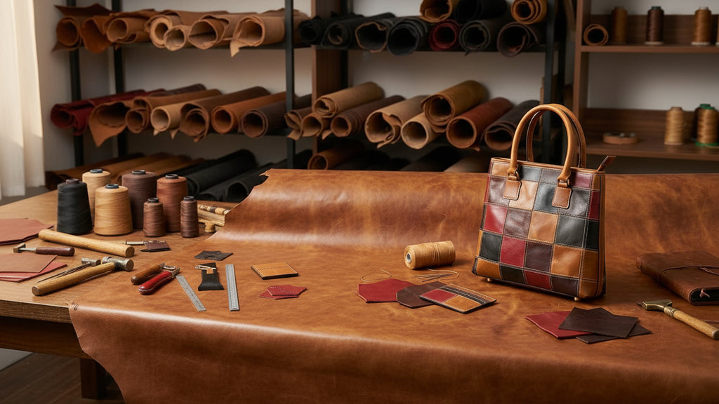 Premium Patchwork Leather Tote Bag for Women Multi-Tone Handcrafted Carryall