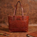 Premium Embossed Leather Tote Bag with Zipper Closure & Spacious Lined Interior