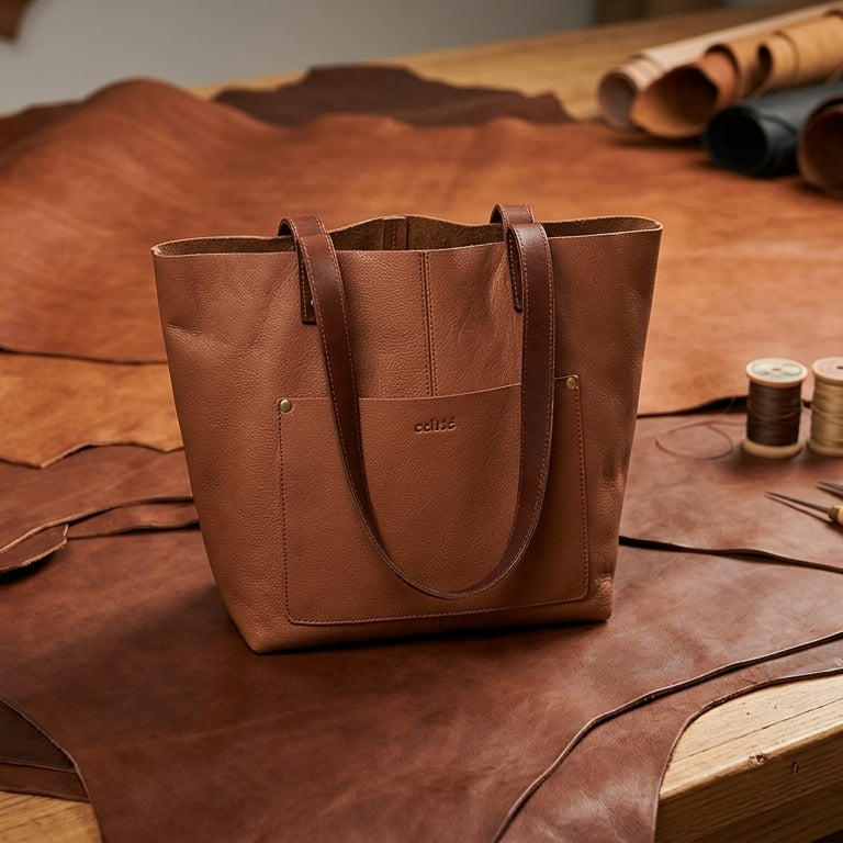 Premium Genuine Leather Minimalist Everyday Tote Bag