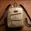 Vintage Leather Mini Backpack with Multiple Pockets & Adjustable Straps