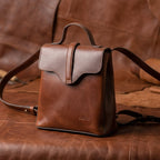 Premium Leather Mini Backpack for Women with Flap Closure