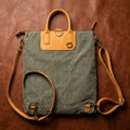 Premium Canvas & Leather Convertible Backpack Tote with Zip Closure & Adjustable Strap