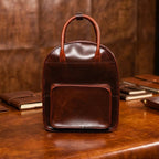 Premium Genuine Leather Backpack with Front Utility Pocket