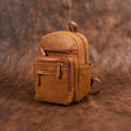 Premium Quality Tan Leather Backpack with Multi Zip Pockets & Adjustable Straps