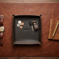 Black Color Pure Leather Tray For Office Use