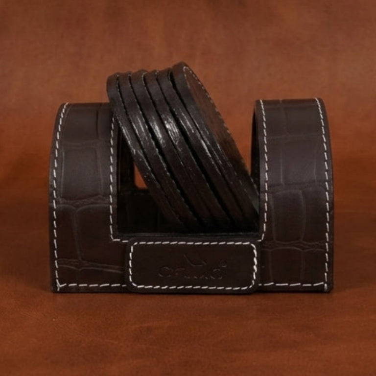 Elegant Leather Coasters for Office Use Stylish & Durable Desk Accessory Art: LC-03