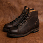 Tumbled Leather Combat Boots - Italian Style Lace-to-Toe Monkey Boots