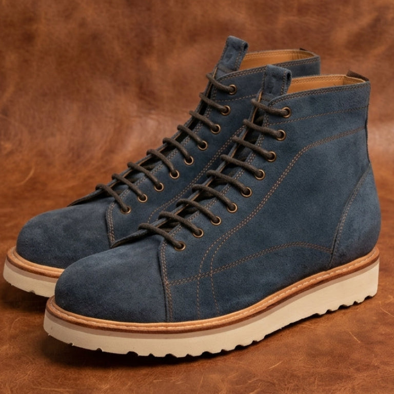 Heritage Blue Suede Monkey Boots Goodyear Welted