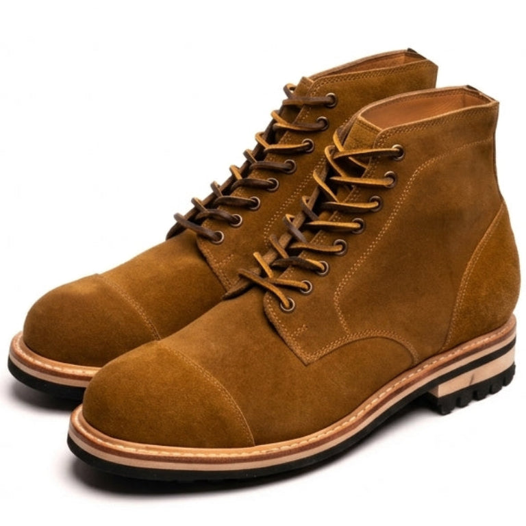 "Timber" Suede Cap-Toe Boot — Goodyear Welted