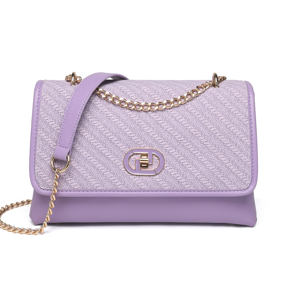 Lavender Luxe Chain Shoulder sling Bag with Textured Flap