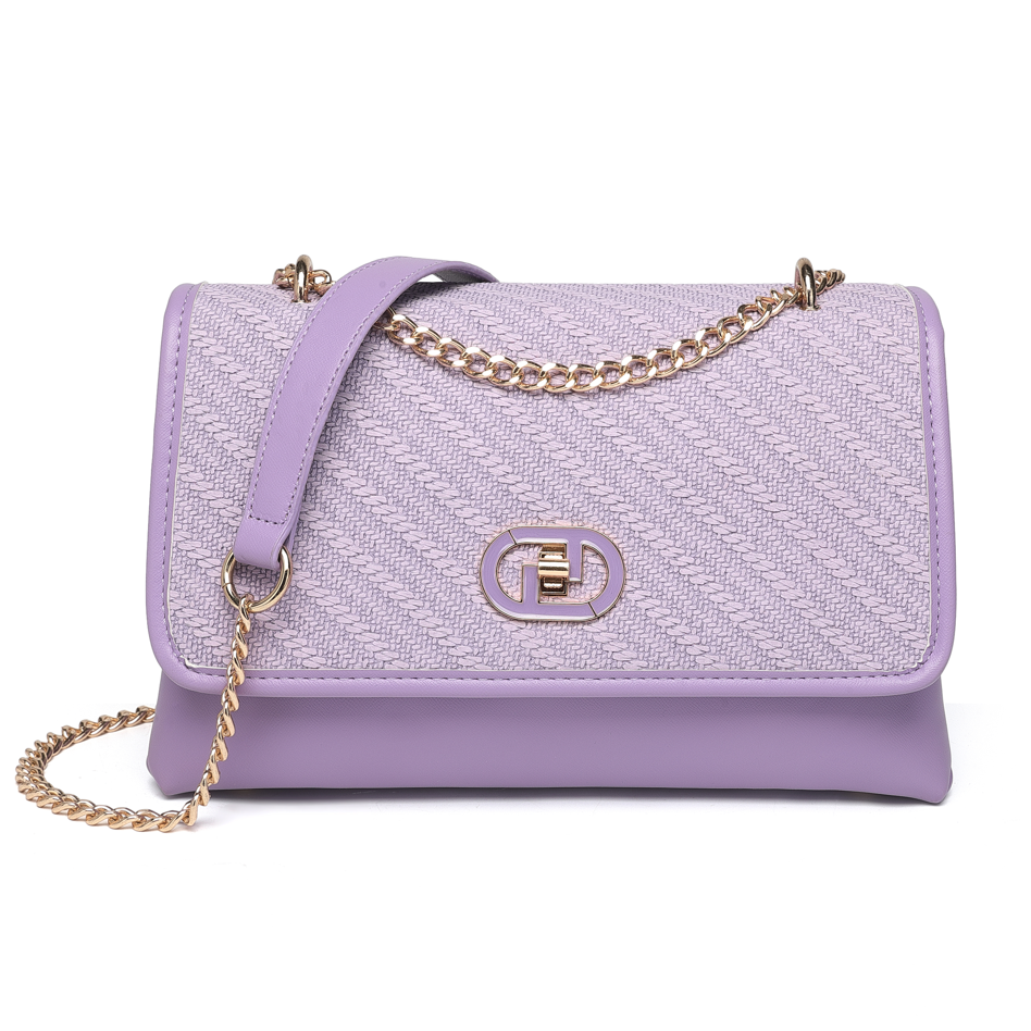 Lavender Luxe Chain Shoulder sling Bag with Textured Flap