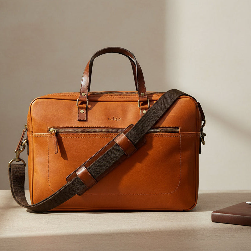 Premium Genuine Leather Business Messenger Laptop Bag