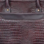 Premium Genuine Leather Messenger Bag in Croco Texture with Zip Closure