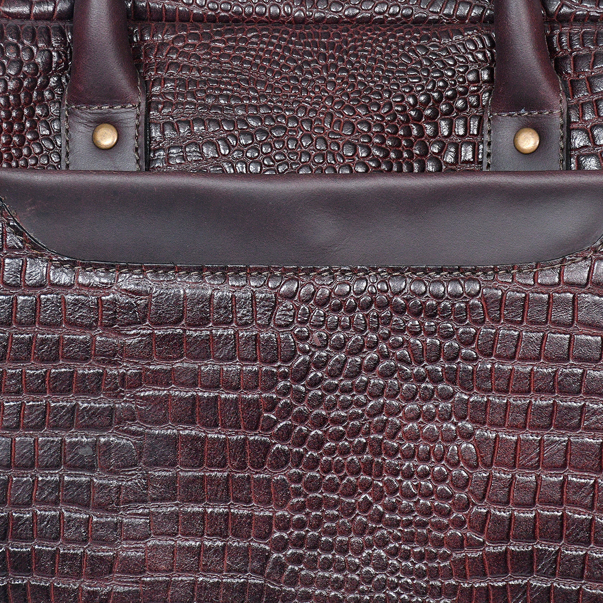 Premium Genuine Leather Messenger Bag in Croco Texture with Zip Closure