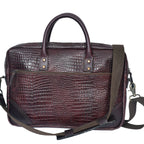 Premium Genuine Leather Messenger Bag in Croco Texture with Zip Closure