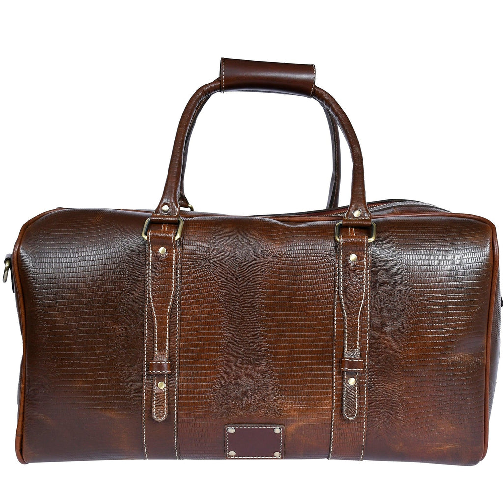 Premium Export-Quality Croc Texture Leather Travel Duffel with Detachable Strap & Zip Compartments
