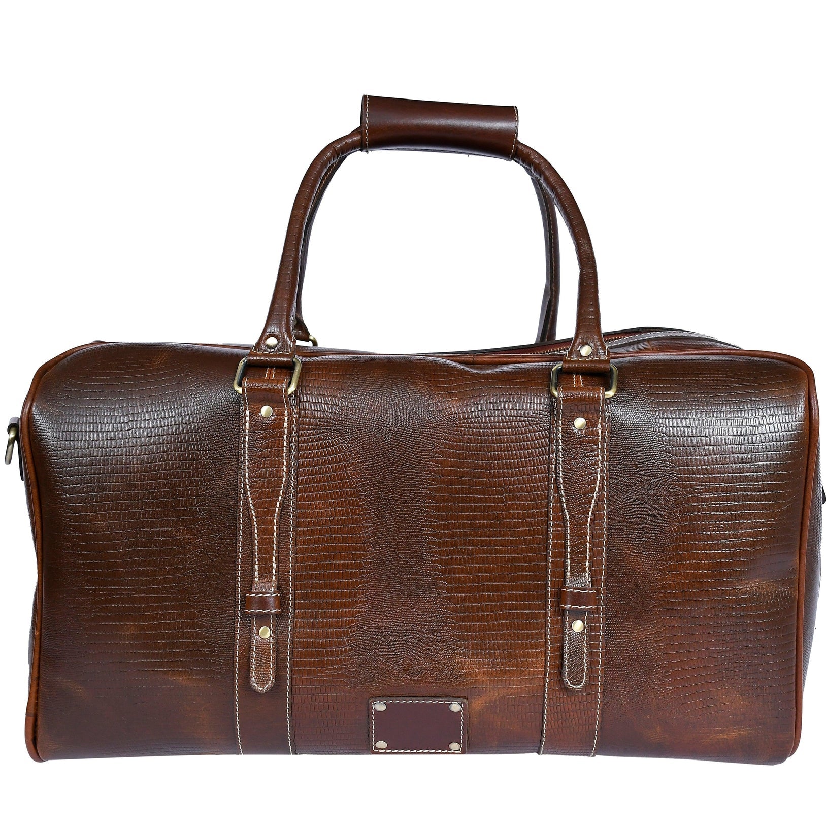 Premium Export-Quality Croc Texture Leather Travel Duffel with Detachable Strap & Zip Compartments