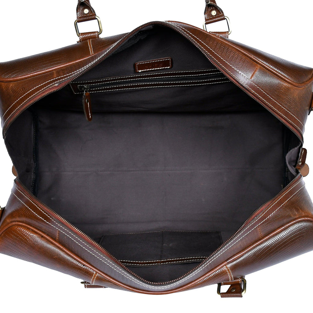 Premium Export-Quality Croc Texture Leather Travel Duffel with Detachable Strap & Zip Compartments