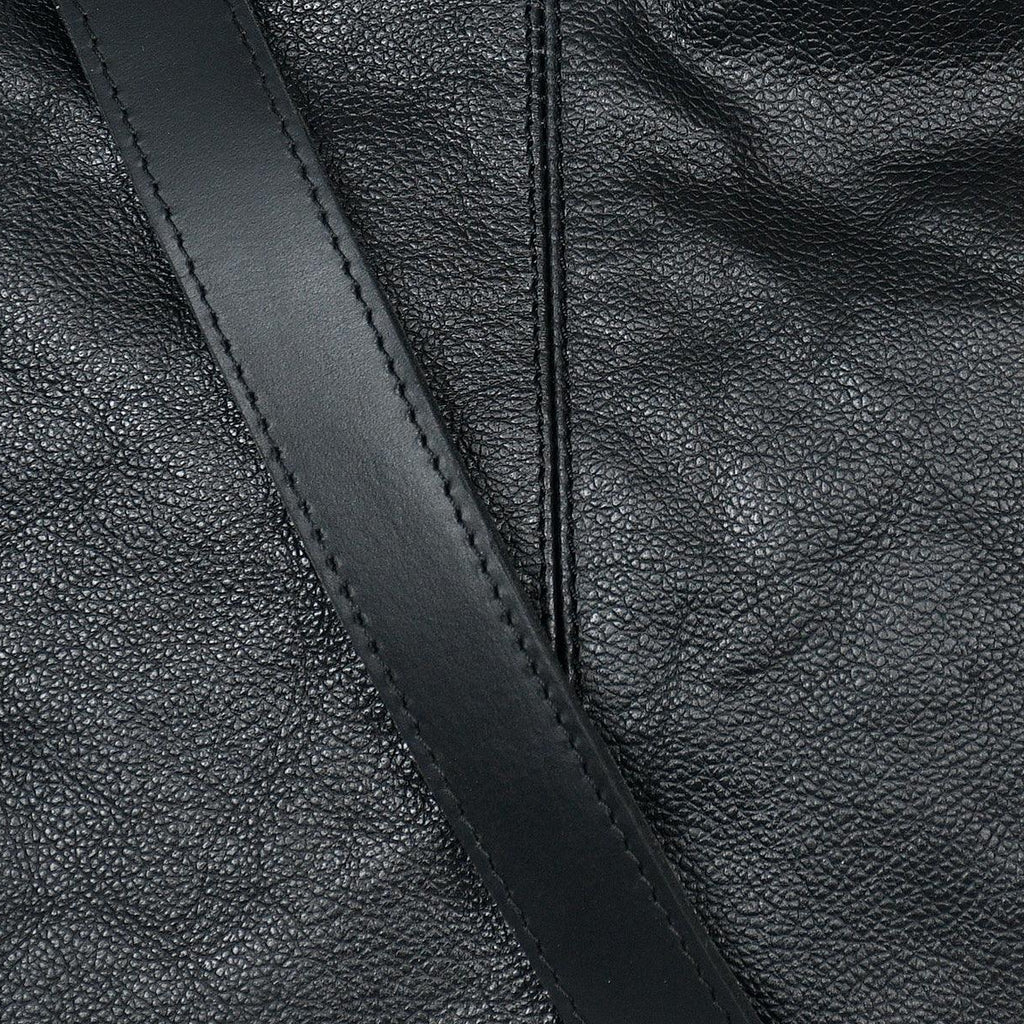 Premium Genuine Leather Black Shoulde tote  Bag with Minimal Silhouette and Zip Closure