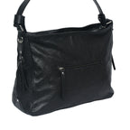Premium Genuine Leather Black Shoulde tote  Bag with Minimal Silhouette and Zip Closure