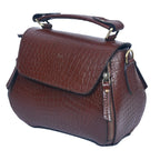 Premium Croc-Embossed Leather Handbag with Top Handle & Structured Zip Compartments
