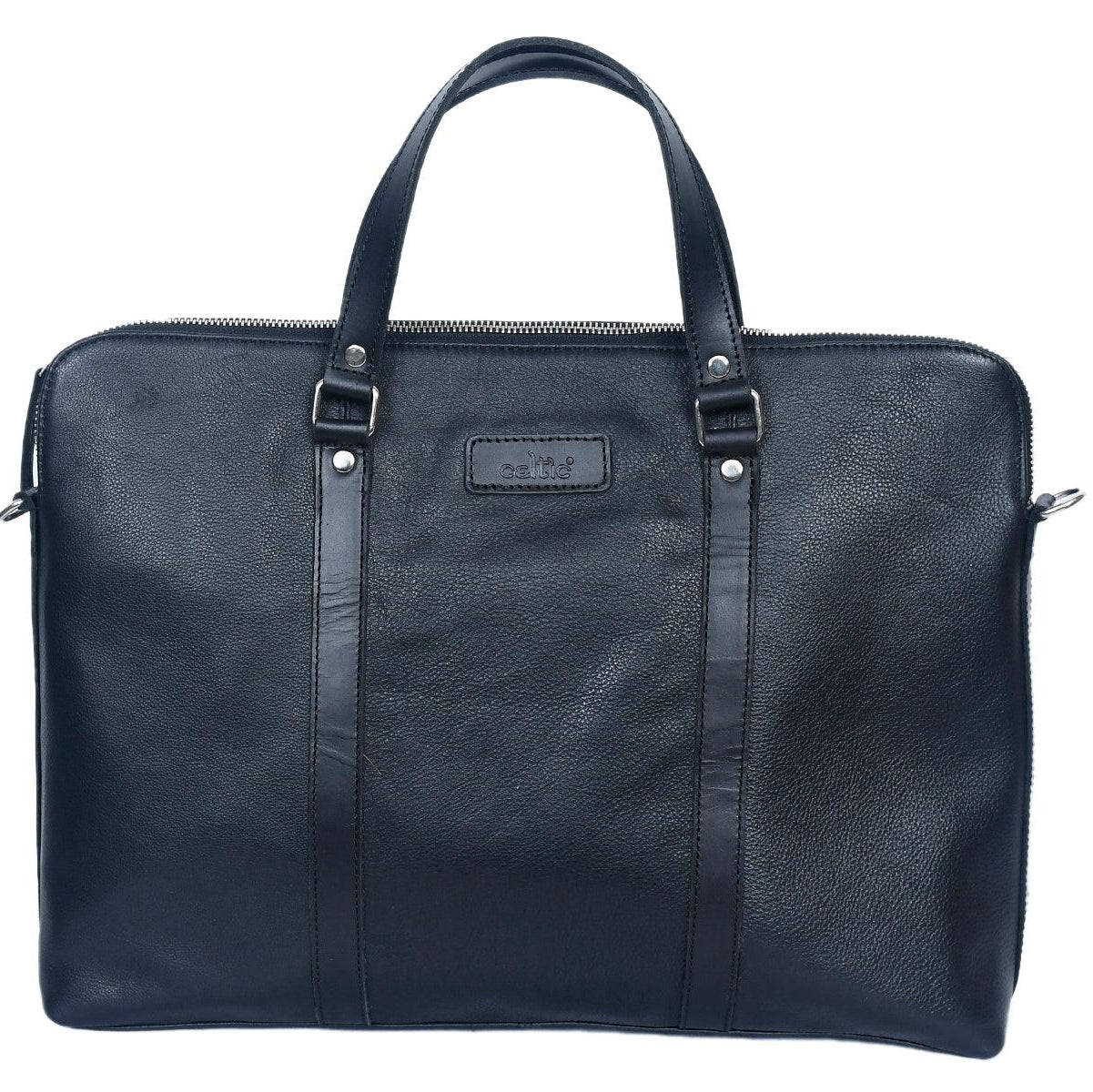 Premium Full-Grain Leather Laptop & Work Bag with Detachable Shoulder Strap