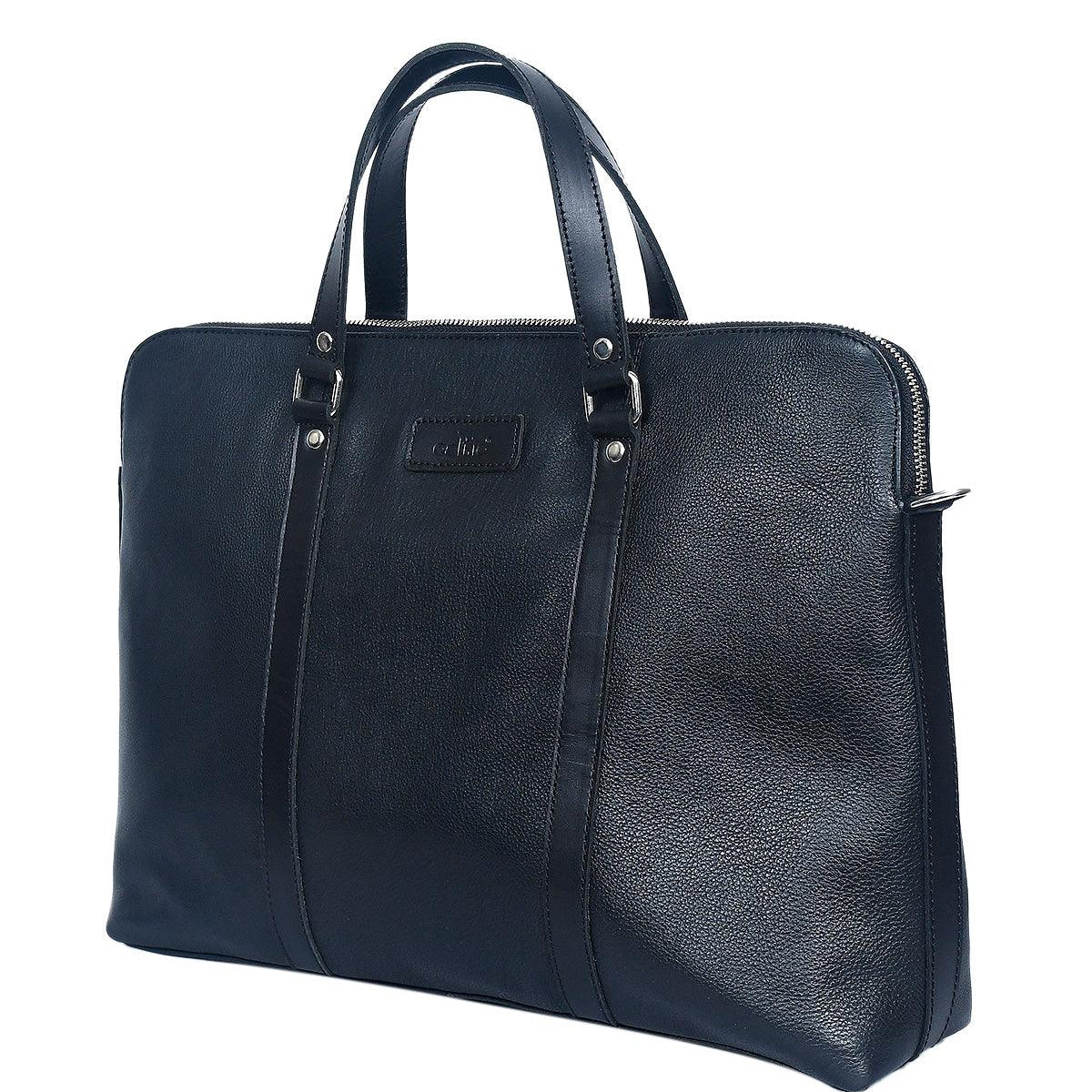 Premium Full-Grain Leather Laptop & Work Bag with Detachable Shoulder Strap