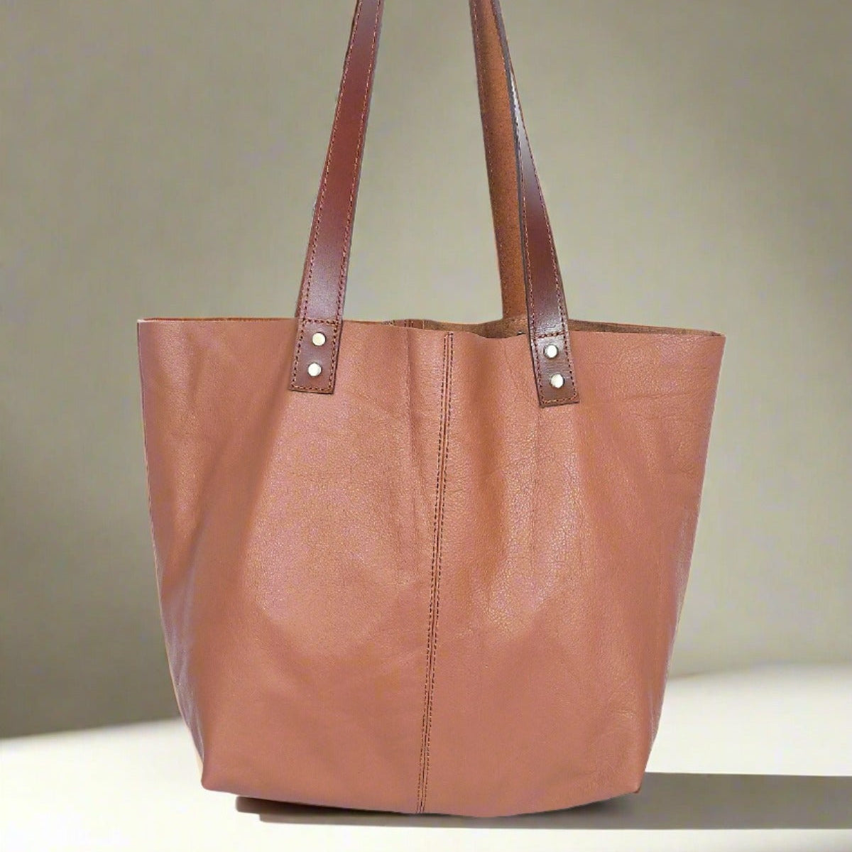 Premium Genuine Leather Minimalist Everyday Tote Bag