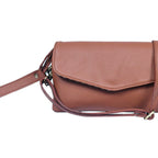 Premium Leather Convertible Wristlet & Crossbody Clutch with Dual Zip Compartments