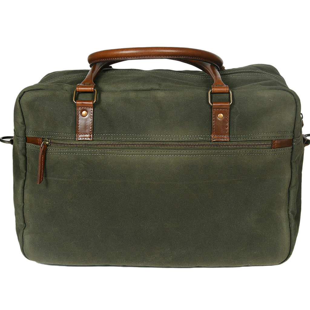 Olive Green Canvas Duffle Bag with Leather Trim Travel, Gym & Weekend Carry Bag