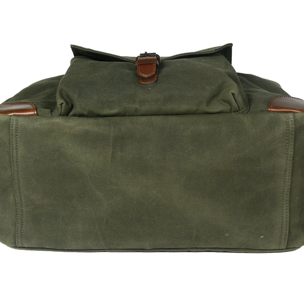 Olive Green Canvas Duffle Bag with Leather Trim Travel, Gym & Weekend Carry Bag