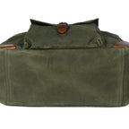 Olive Green Canvas Duffle Bag with Leather Trim Travel, Gym & Weekend Carry Bag