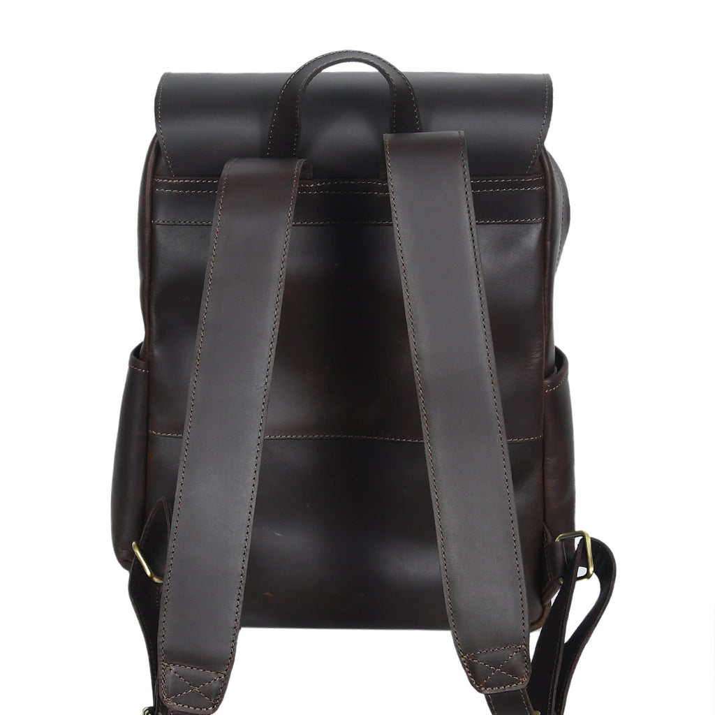 Full-Grain Leather Backpack with Structured Body and Spacious Main Compartment