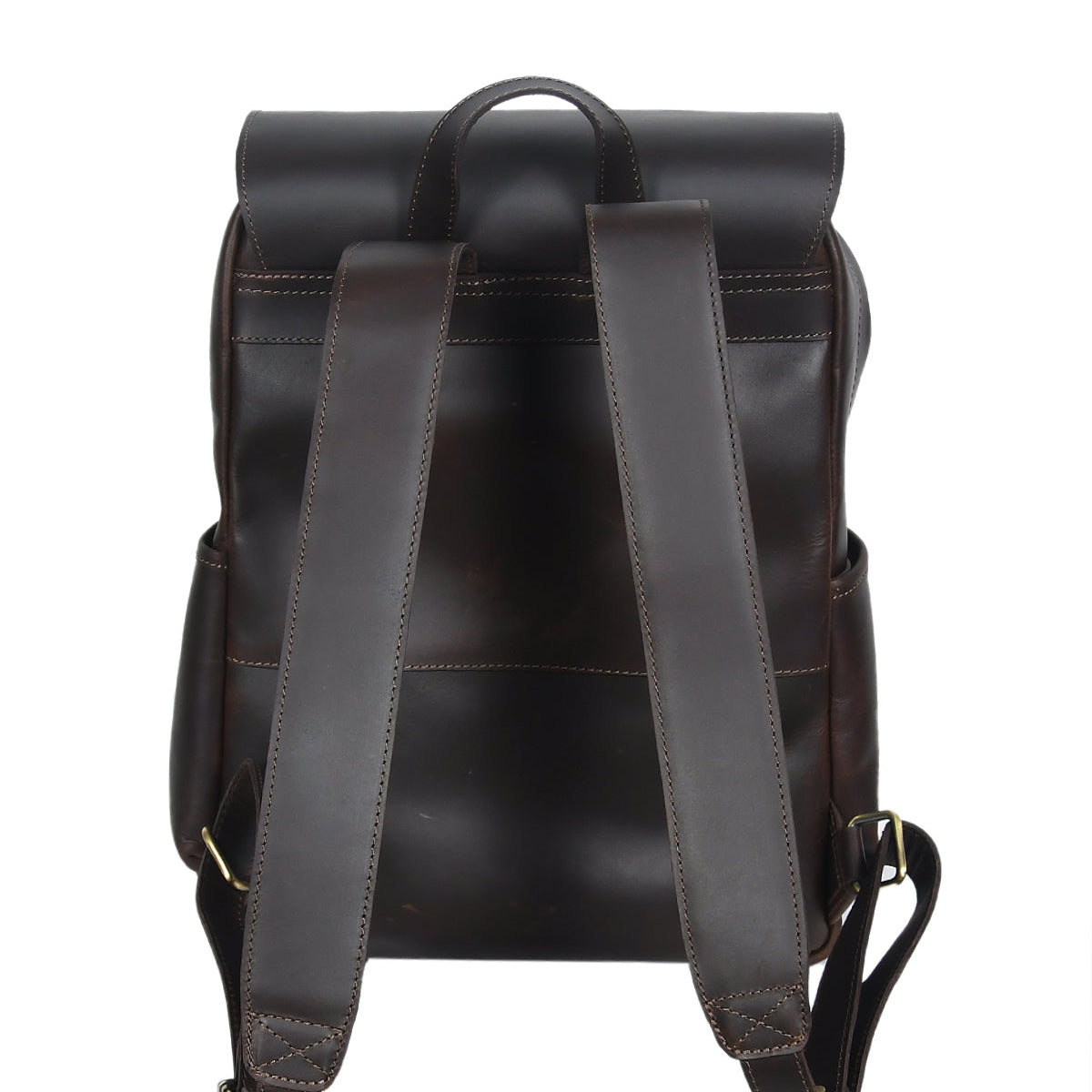 Full-Grain Leather Backpack with Structured Body and Spacious Main Compartment