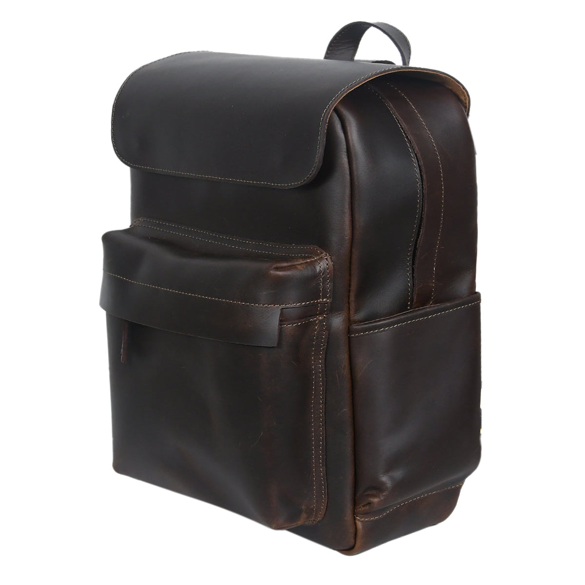Full-Grain Leather Backpack with Structured Body and Spacious Main Compartment