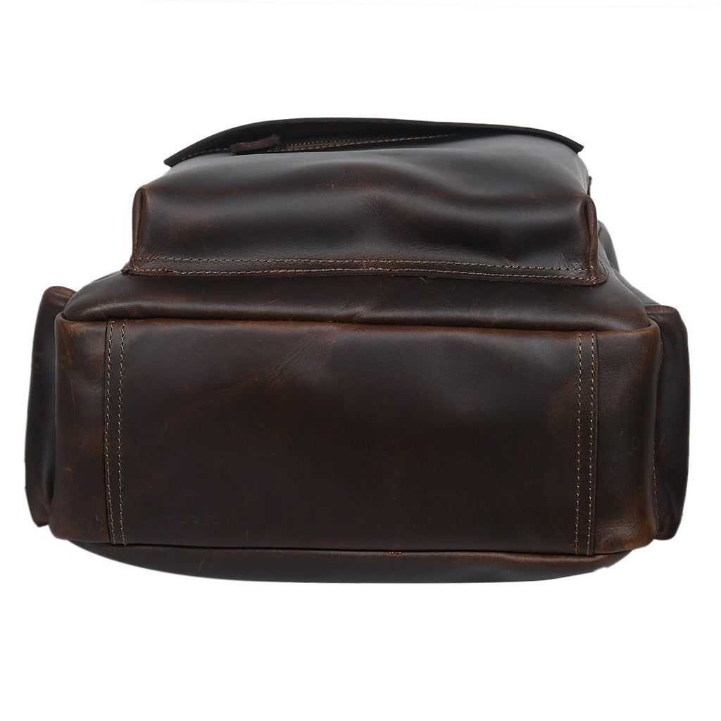 Full-Grain Leather Backpack with Structured Body and Spacious Main Compartment