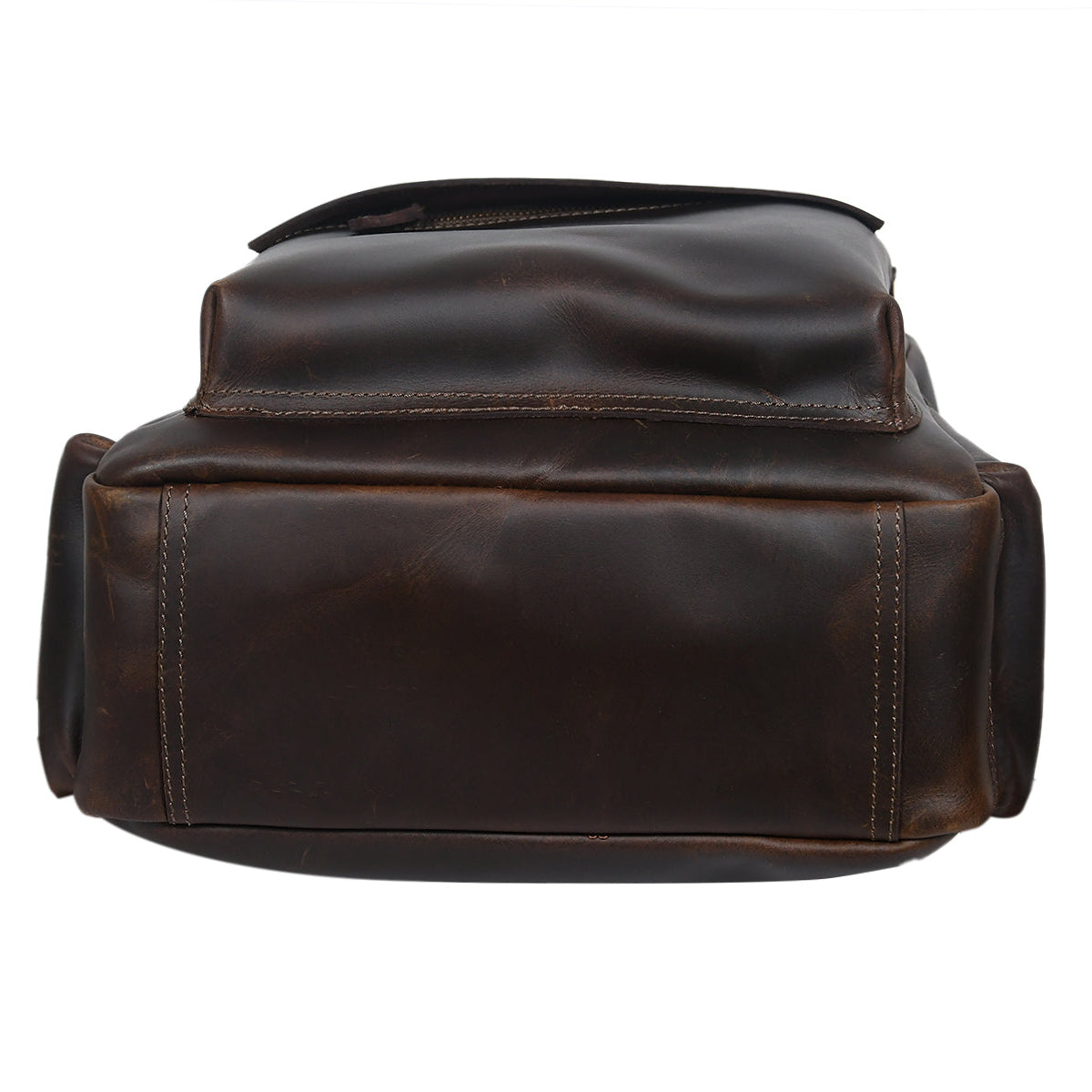 Full-Grain Leather Backpack with Structured Body and Spacious Main Compartment