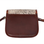 Womenƒ?????s Leather Hair-On Flap Crossbody Sling Bag ƒ????? Adjustable Strap