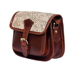Womenƒ?????s Leather Hair-On Flap Crossbody Sling Bag ƒ????? Adjustable Strap