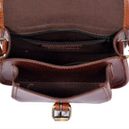 Women’s Genuine Leather Mini Crossbody Bag – Natural Hair-On Flap (Brown & Grey)