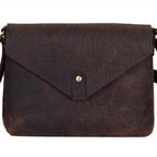 Vintage Croc-Textured Brown Leather Crossbody Sling Bag