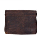 Vintage Croc-Textured Brown Leather Crossbody Sling Bag