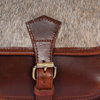 Women’s Genuine Leather Mini Crossbody Bag – Natural Hair-On Flap (Brown & Grey)
