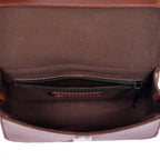 Brown Leather Crossbody Bag with Tan Hairon Flap